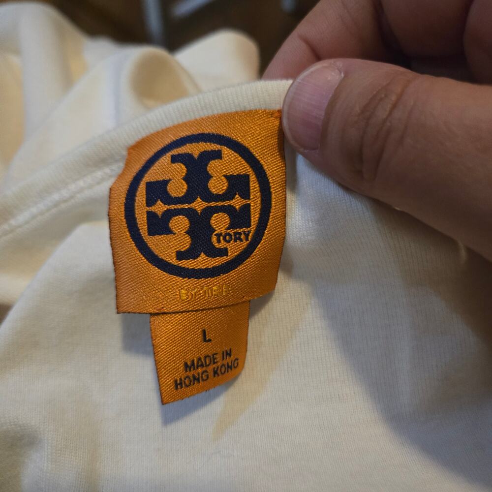 Tory Burch - Cream Tank Top with Orange Embellishment Large - Picture 4 of 7